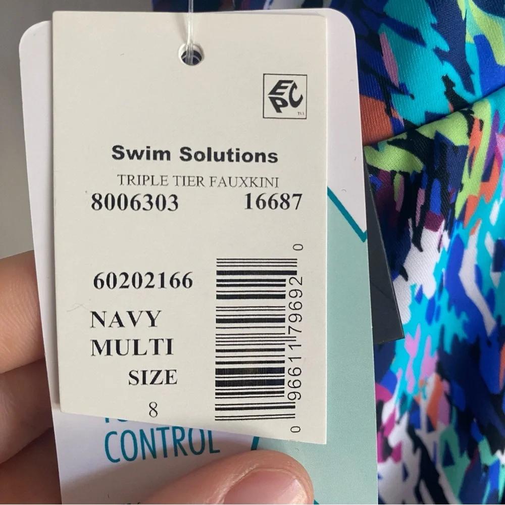 Swim Solutions Printed Tiered Fauxkini One-Piece‎ Swimsuit 8 - Picture 7 of 7